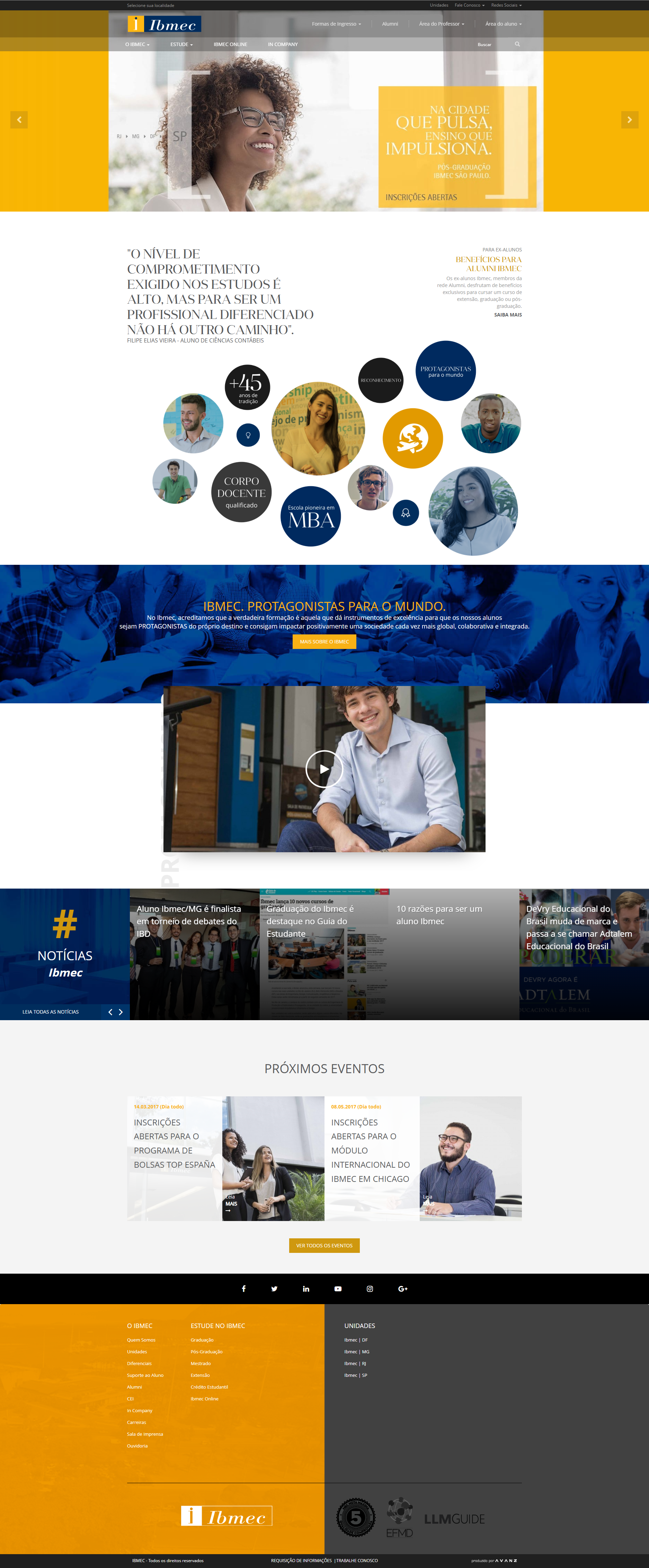 Website print for IBMEC: Student Portal Redesign