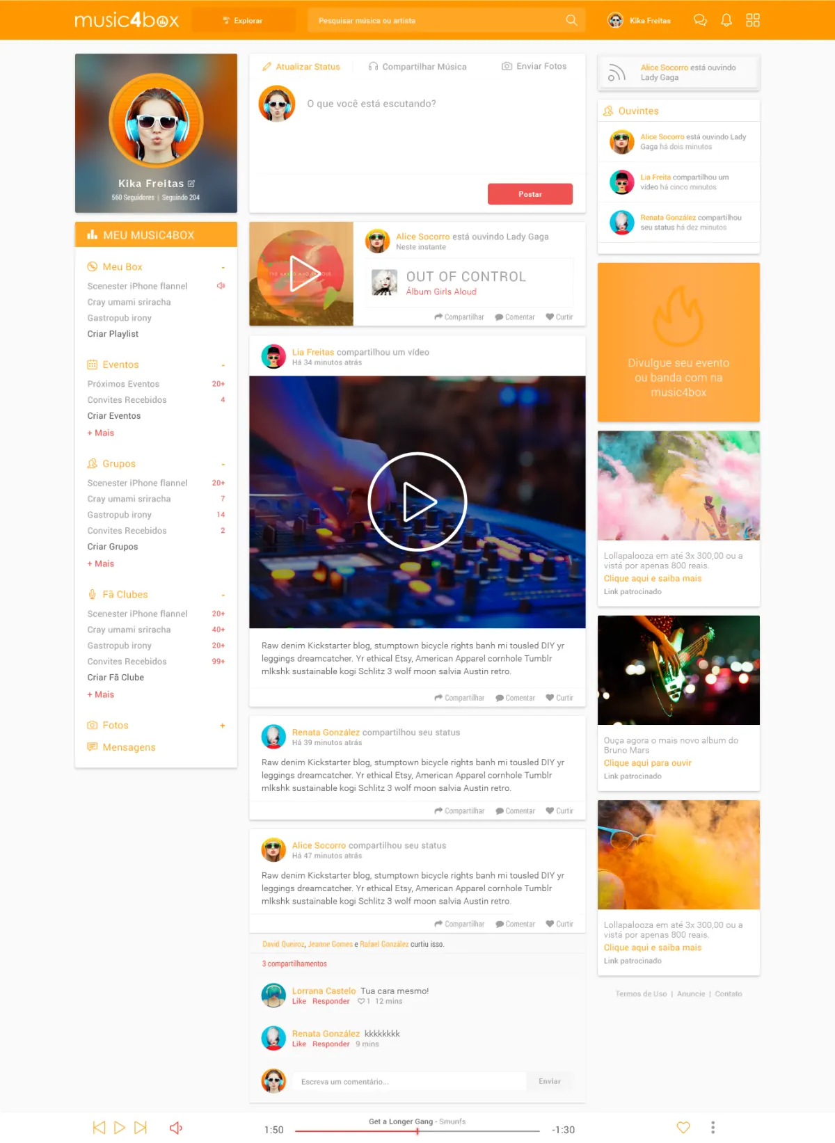 Website print for Music4Box: Connecting People Through Music